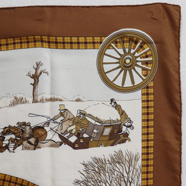 HERMES】エルメス カレ90 スカーフ LHIVER EN POSTE 冬の郵便馬車