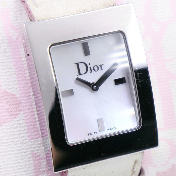 【Dior】クリスチャンディオール, マリス 腕時計, D78-109 ステンレススチール×レザー 白 クオーツ ホワイトシェル文字盤 Maris  レディース