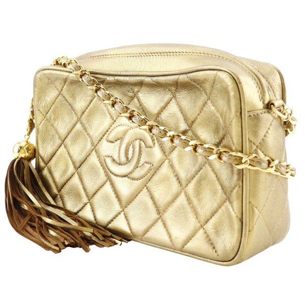 シャネル CHANEL チェーンハンドバッグ メタリックブロンズ  フリンジ CHANEL】シャネル フリンジチェーンショルダー ショルダーバッグ