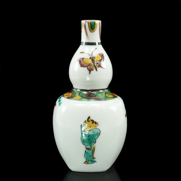 人間国宝 藤本能道 作 】 草白釉色絵童女図 徳利 陶磁器 酒器