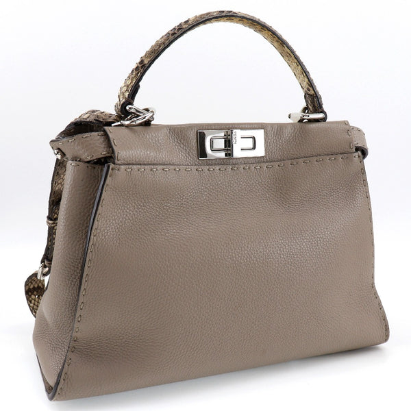 FENDI】フェンディ ピーカブー ハンドバッグ セレリア カーフ×パイソン