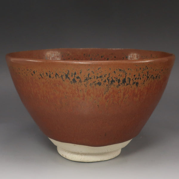 kyoyaki】京焼 【 人間国宝 清水卯一 】 造 柿釉茶碗 骨董品