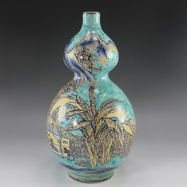 五代 清風与平 緑地金彩山水図瓢花瓶 花瓶 – NISHIKINO VINTAGE KYOTO