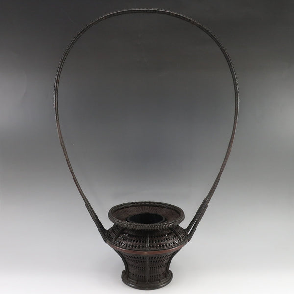 巧芳斎 造 竹編 高手 花籃 ( 花籠 ) 木工・竹工芸 骨董品 – NISHIKINO