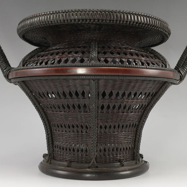 巧芳斎 造 竹編 高手 花籃 ( 花籠 ) 木工・竹工芸 骨董品 – NISHIKINO