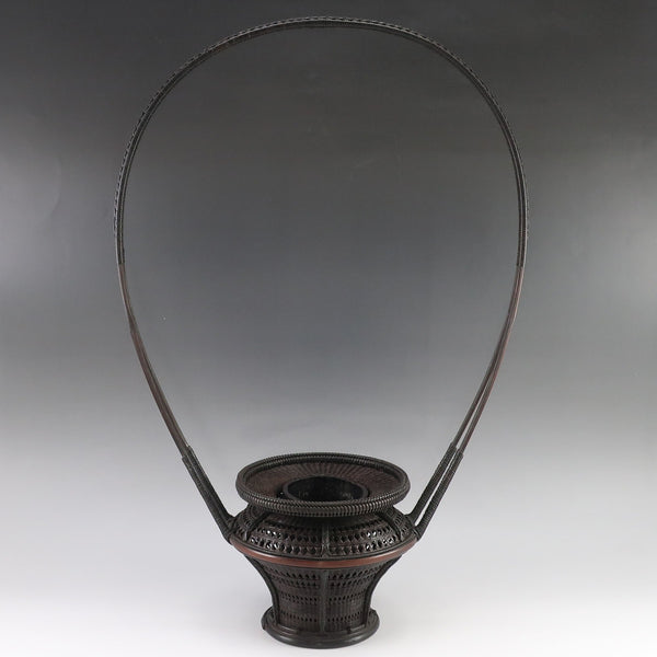 巧芳斎 造 竹編 高手 花籃 ( 花籠 ) 木工・竹工芸 骨董品 – NISHIKINO