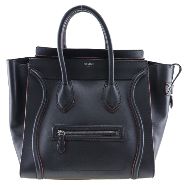 CELINE】セリーヌ ラゲージ ミニショッパー トートバッグ カーフ 黒/赤