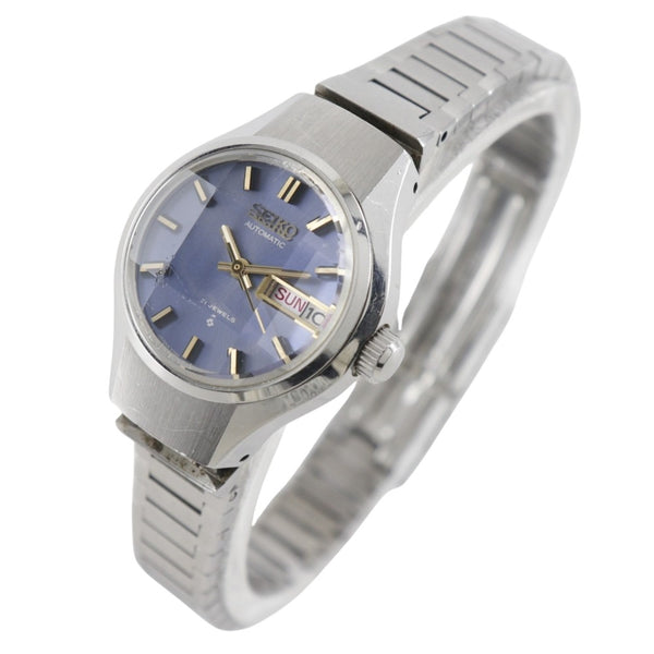 【SEIKO】セイコー Joy ful  ジョイフル 21JEWELS デイデイト 稼働品 2706-0160 ステンレススチール 自動巻き レディース ブルー文字盤 腕時計 SEIKO（セイコー） Joy ful ジョイフル 21JEWELS デイデイト 稼働品