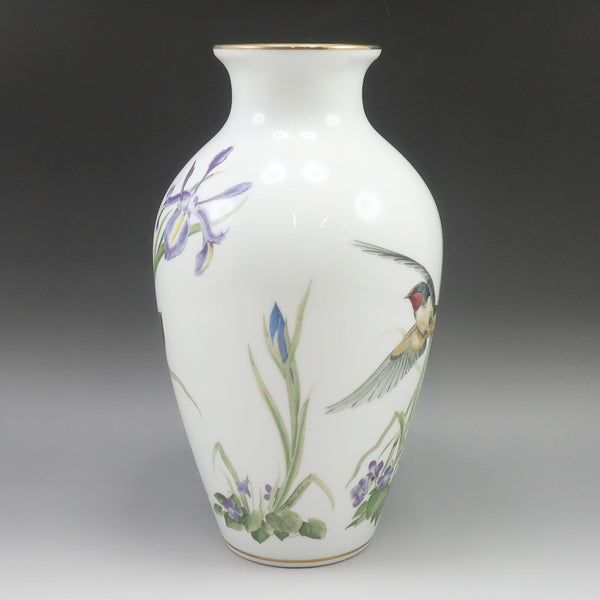 フランクリンポーセリン 冨士陶器 花瓶 鳥 蝶 花柄 金彩 フランクリン