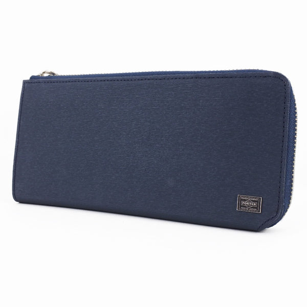 PORTER×BLUE BLUE INDIGO RIPSTOP WALLET PORTER] Porter Round zipper 052-02214 Long wallet Leather navy
