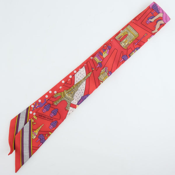 HERMES】エルメス ツイリー 水玉 スカーフ シルク 赤 レディース