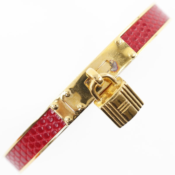 エルメス　カデナ　ケリー　バングル HERMES】エルメス ケリーバングル カデナ 金メッキ 赤 レディース