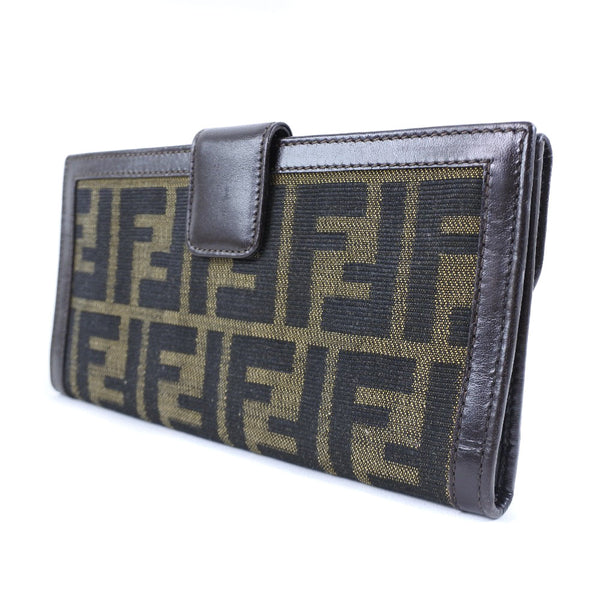 FENDI】フェンディ ズッカ 長財布 キャンバス 茶 レディース 長財布 A