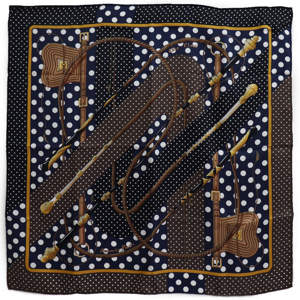 【HERMES】エルメス カレ70 Clic-Clac a Pois クリック・クラック・ドット シルク 黒/茶 レディース スカーフ A+ –  KYOTO NISHIKINO