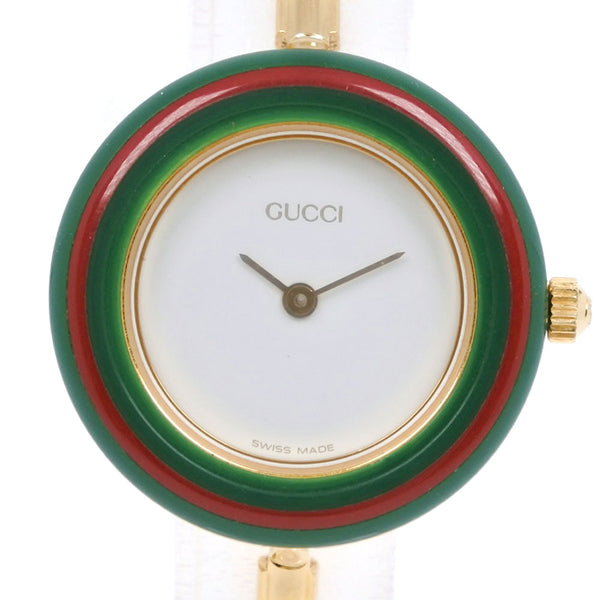 GUCCI】グッチ チェンジベゼル 11/12.2 金メッキ クオーツ アナログ