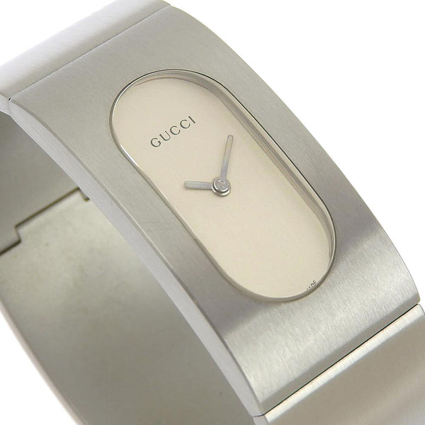 GUCCI] Gucci wide bangle watch 2400L Stainless Steel Quartz Analog
