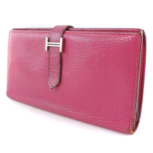HERMES】エルメス ベアンスフレ 長財布 シェーブル ピンク □M刻印