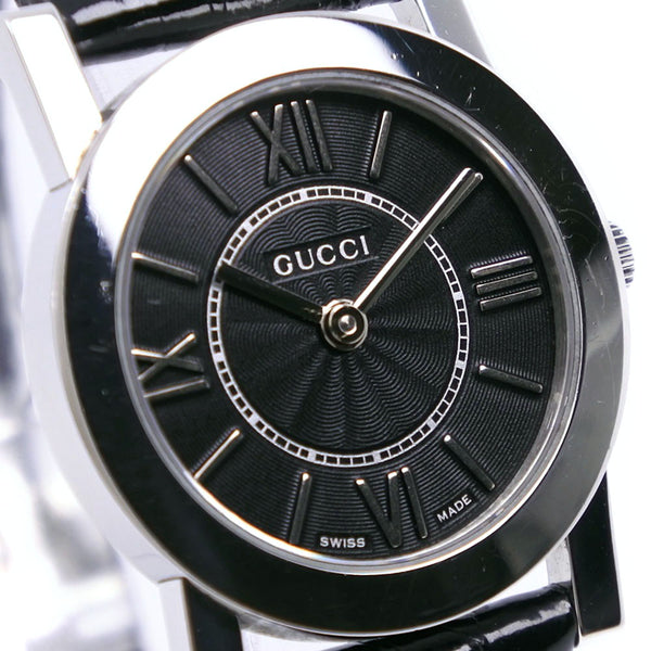 GUCCI】グッチ 5200L ステンレススチール×レザー 黒 クオーツ アナログ