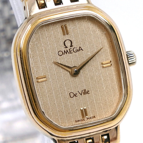 【OMEGA】オメガ, デビル/デヴィル ステンレススチール ゴールド クオーツ アナログ表示 レディース ゴールド文字盤 腕時計