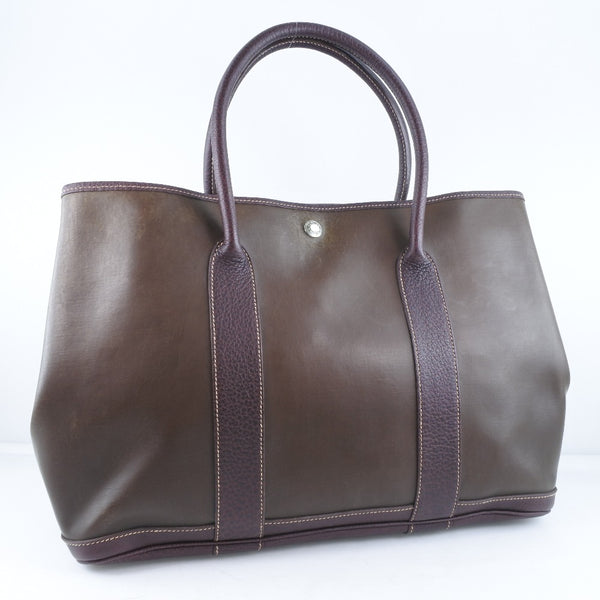 HERMES] Hermes Garden Party PM Handbag Amazonia x Leather tea