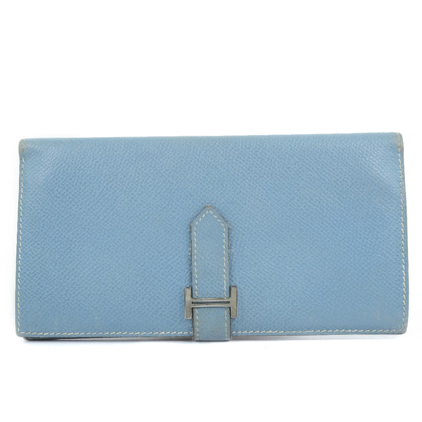 HERMES] Hermes Bean long wallet Vo Epson Blue Jean Light Blue □ J