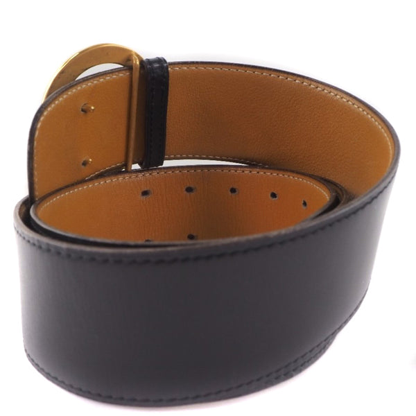 HERMES】エルメス ボックスカーフ 黒 〇Q刻印 レディース ベルト A