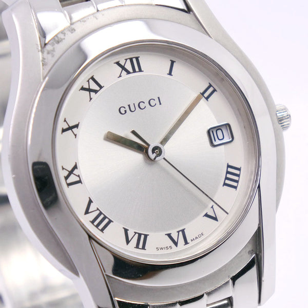 【GUCCI】グッチ, 5500M 腕時計, ステンレススチール クオーツ メンズ シルバー文字盤 腕時計