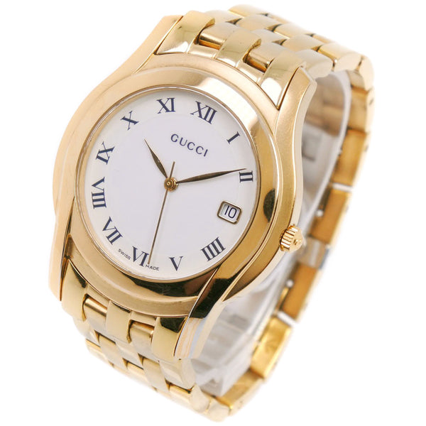 【GUCCI】グッチ, 5400M 腕時計, ステンレススチール ゴールド クオーツ メンズ 白文字盤 腕時計