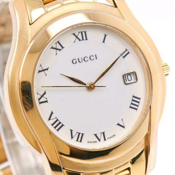 【GUCCI】グッチ, 5400M 腕時計, ステンレススチール ゴールド クオーツ メンズ 白文字盤 腕時計