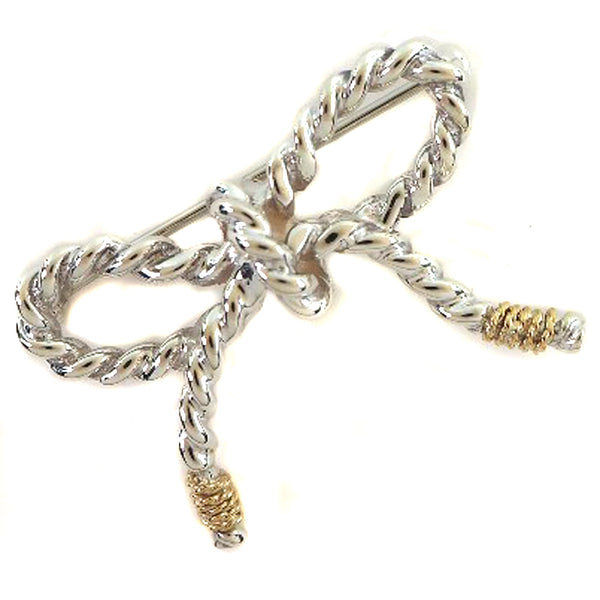 ティファニー　ツイストリボン　シルバー925/K14 ブローチ Tiffany & Co. - ティファニー ブローチ ツイスト リボン