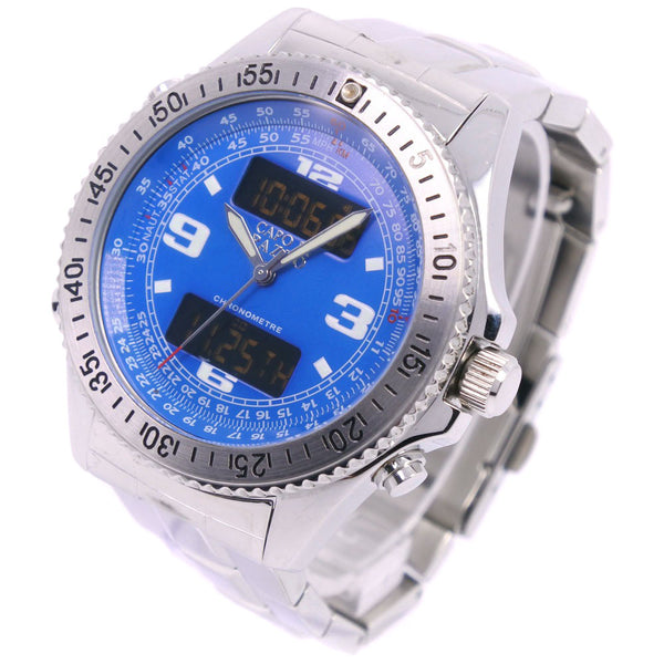 【CAPO DI PAZZO】カポ・ディ・パッゾ, PZ-12343 腕時計, ステンレススチール クオーツ アナデジ表示 メンズ ブルー文字盤 腕時計