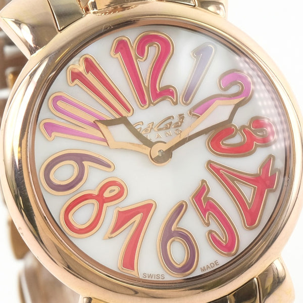 【Gaga Milano】ガガ・ミラノ, マヌアーレ 腕時計, 6021 ステンレススチール ゴールド クオーツ 白文字盤 Manure レディース