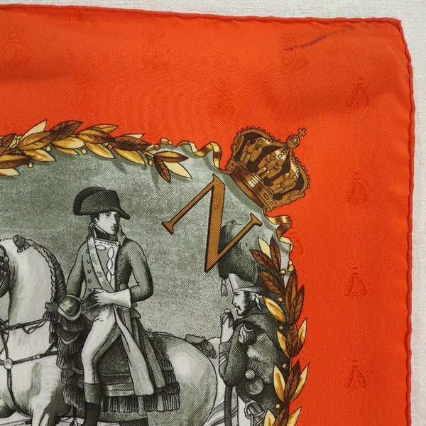 ディーおまとめエルメス　スカーフ　ナポレオン　馬　オレンジ　美品