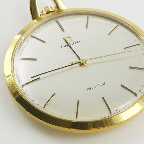 【OMEGA】オメガ, デビル/デヴィル 懐中時計, 金メッキ ゴールド 手巻き レディース シルバー文字盤 懐中時計