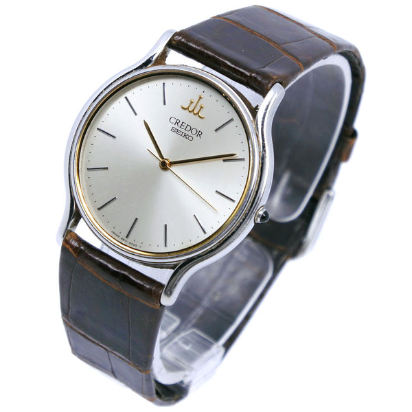 SEIKO] SEIKO Credor 9571-6000 Stainless Steel×Leather Brown Quartz