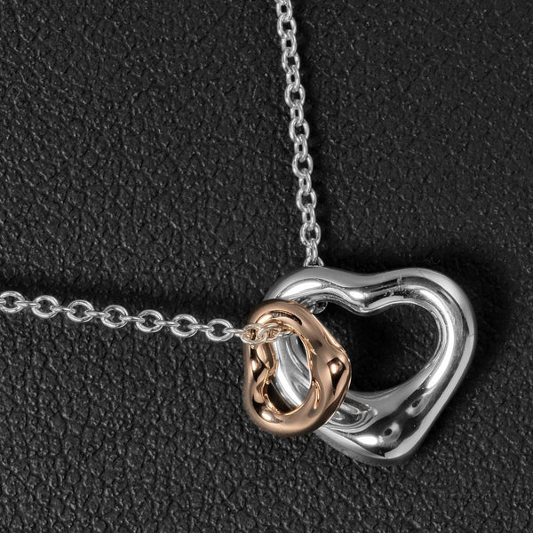TIFFANY & CO.] Tiffany Double open heart necklace 11mm & 7mm Extra