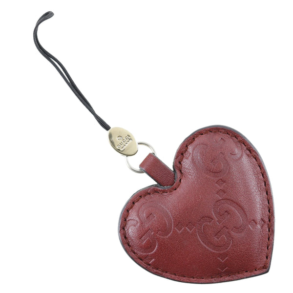 GUCCI Gucci Heart key chain Strap Shima Leather Red Heart Ladies