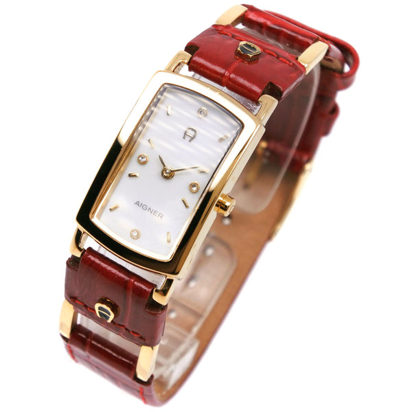 アイグナー 馬蹄型レディース腕時計 赤ストラップ 美品 - 腕時計(アナログ)