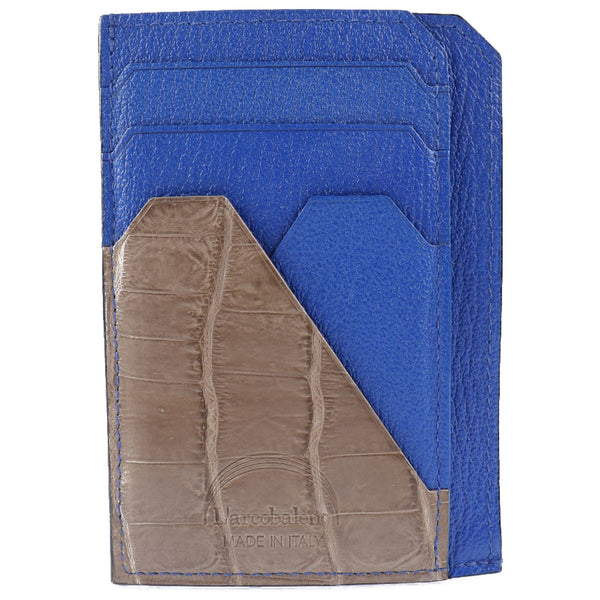 [L'ARCOBALENO] Larcobaleno, Smart mini wallet leather blue unisex card  case, A rank