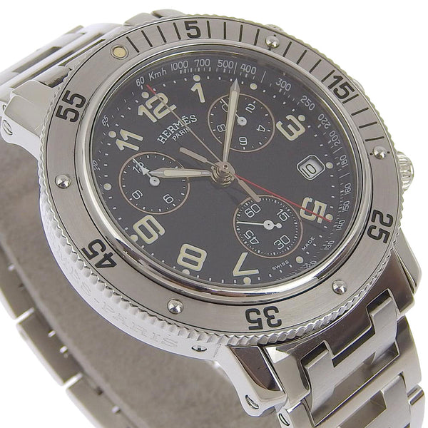 HERMES] Hermes clipper watch CL2.910 Stainless Steel×Leather