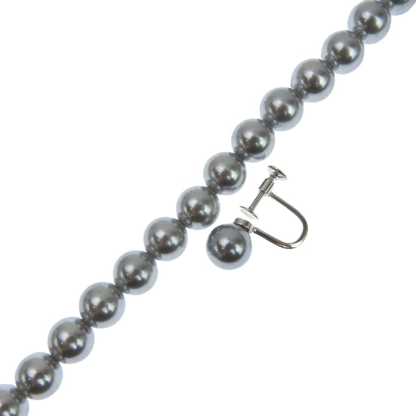 真珠 ネックレス イヤリングセット8.0～8.3ｍｍ パール×シルバー Pearl