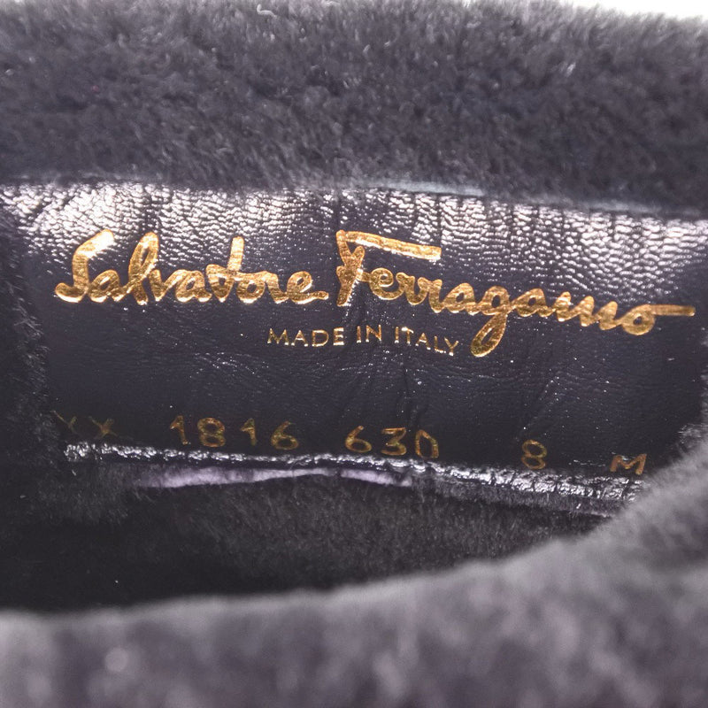 [Salvatore Ferragamo] Salvatore Ferragamo 
 팔콘 부츠 
 플랫폼 0646244 양 피부 X Mouton Nero Black 8m 새겨진 Falcon Ladies A Rank