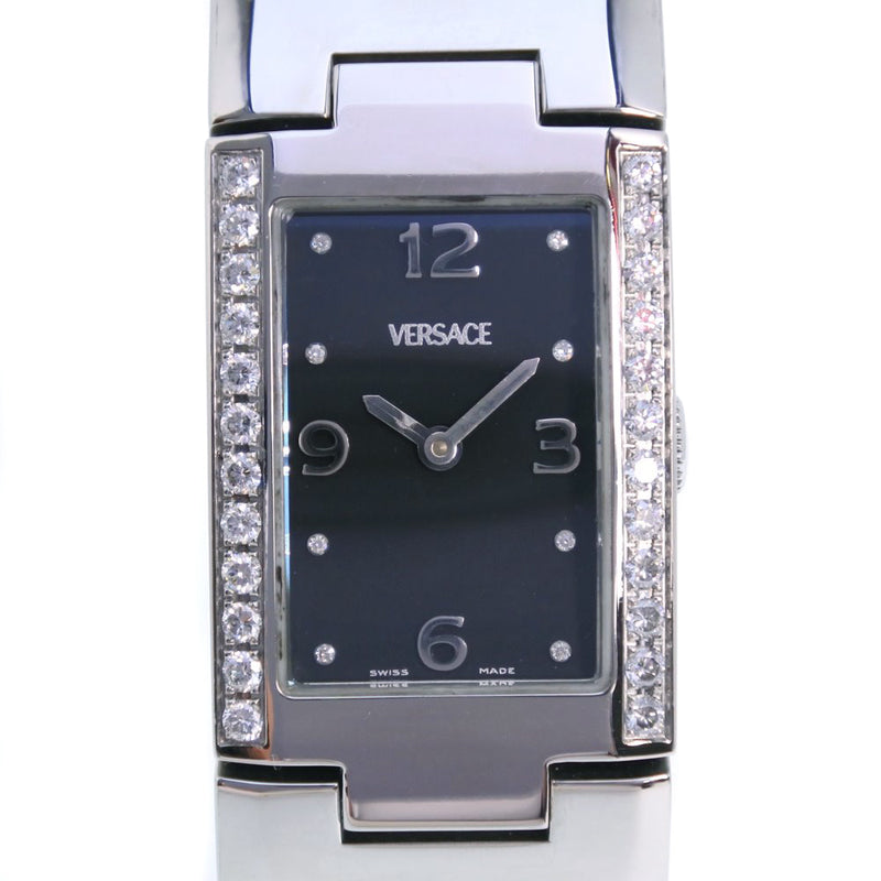 [Versace] Versace 
 다이아몬드 베젤 시계 
 뱅글 시계 CSQ99 스테인레스 스틸 실버 쿼츠 블랙 다이얼 다이아몬드 베젤 레이디스 랭크