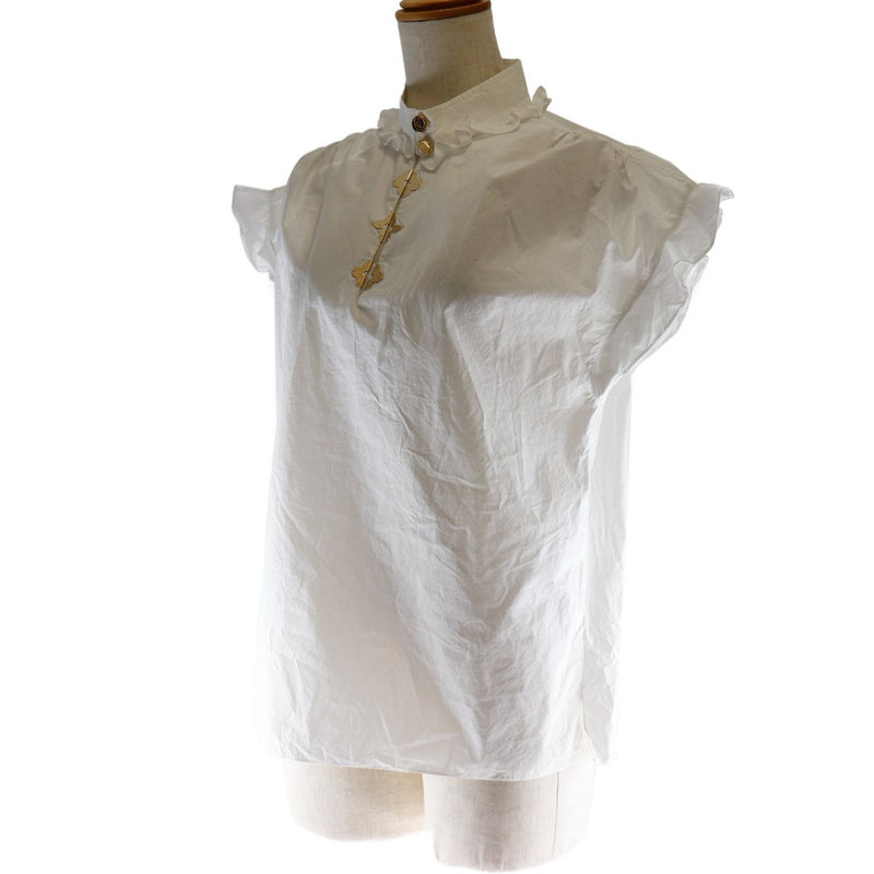 [루이비통] 루이비통 
 짧은 슬리브 셔츠 
 모노그램 면화 흰색 탑 숙녀