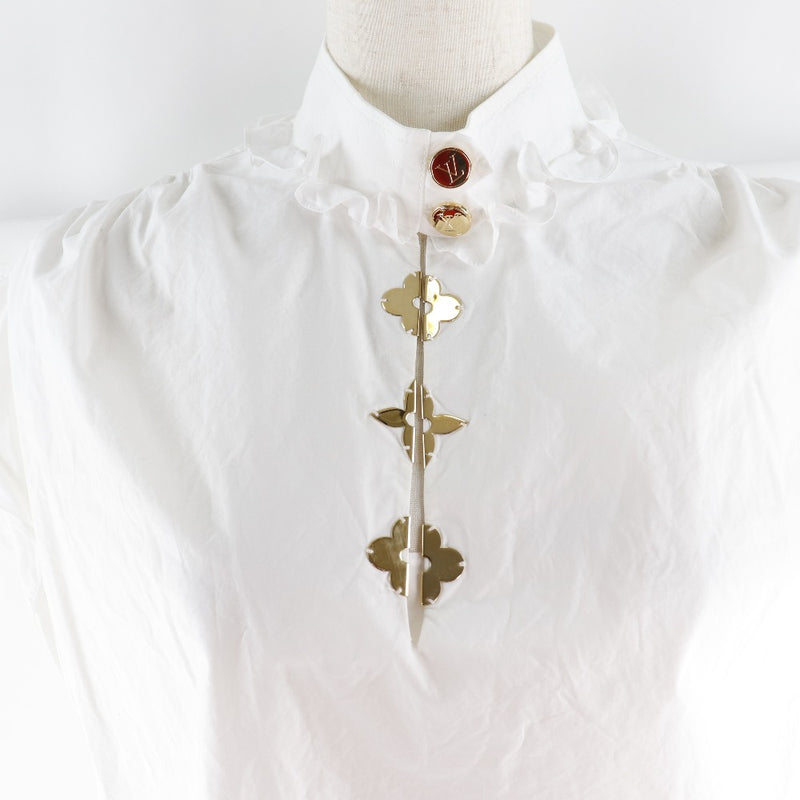 [루이비통] 루이비통 
 짧은 슬리브 셔츠 
 모노그램 면화 흰색 탑 숙녀
