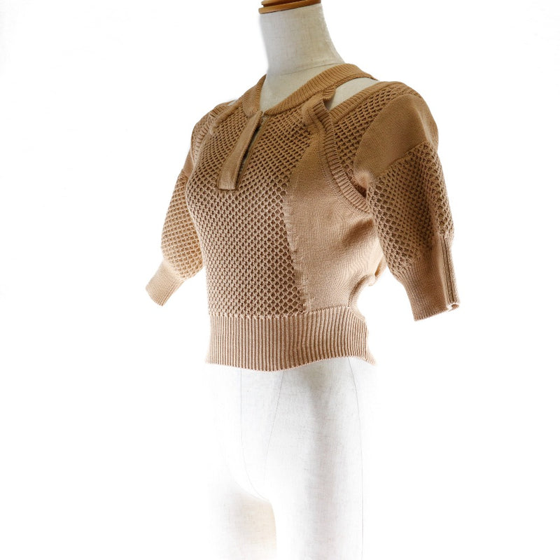[FENDI] Fendi 
 Knit tops short sleeve shirt 
 Cotton beige Knit Top Ladies A Rank