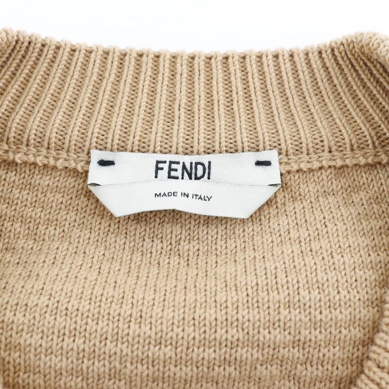 【FENDI】フェンディ
 ニット トップス 半袖シャツ
 コットン ベージュ Knit Top レディースAランク