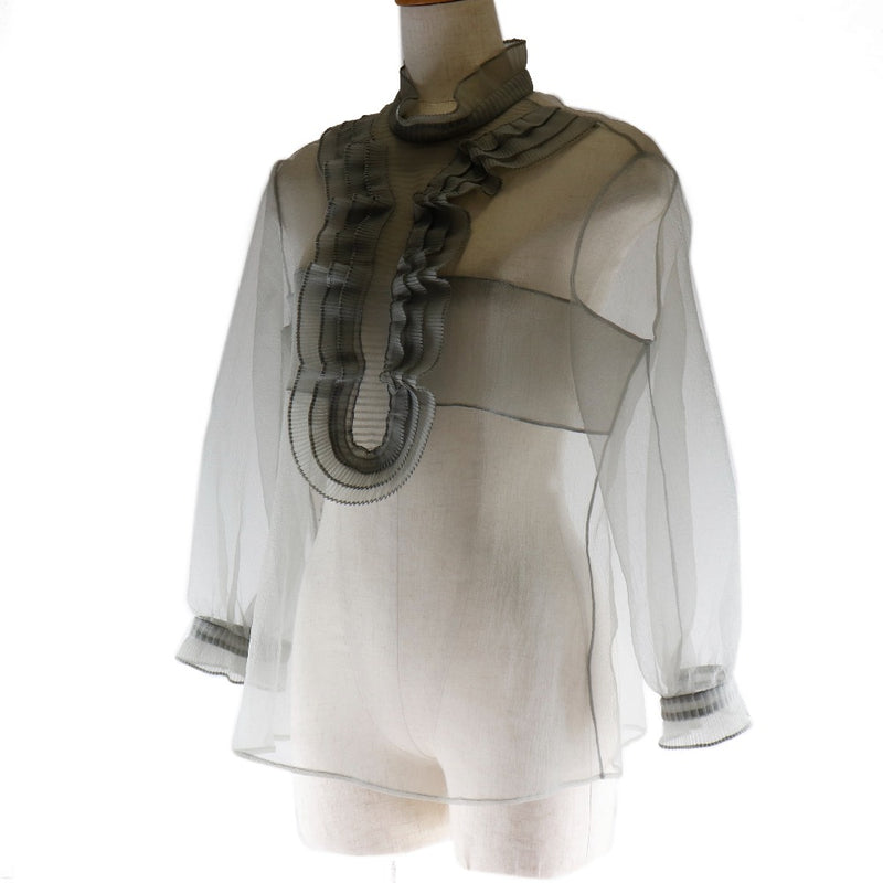 [Prada] Prada 
 Ver -TROUS Camisa de manga larga 
 Polyester Gray Ver a través de las damas A-Rank