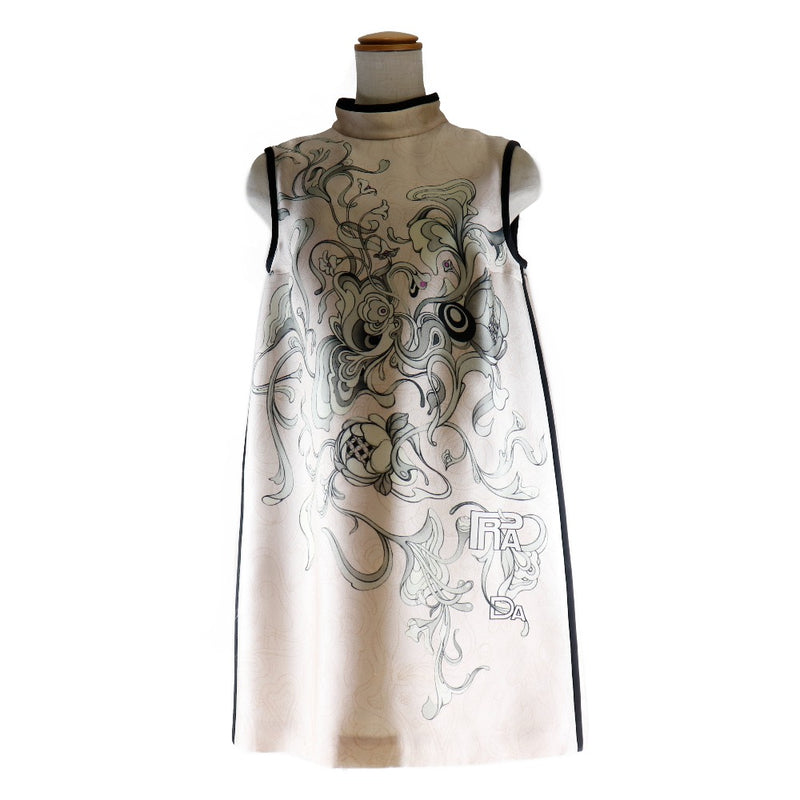 【PRADA】プラダ
 チャイナドレス ワンピース
 シルク×ポリエステル ベージュ China dress レディース