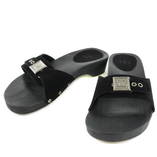 [샤넬] 샤넬 샌들 COCO Mark Wood X 스웨이드 흑인 여성의 순위